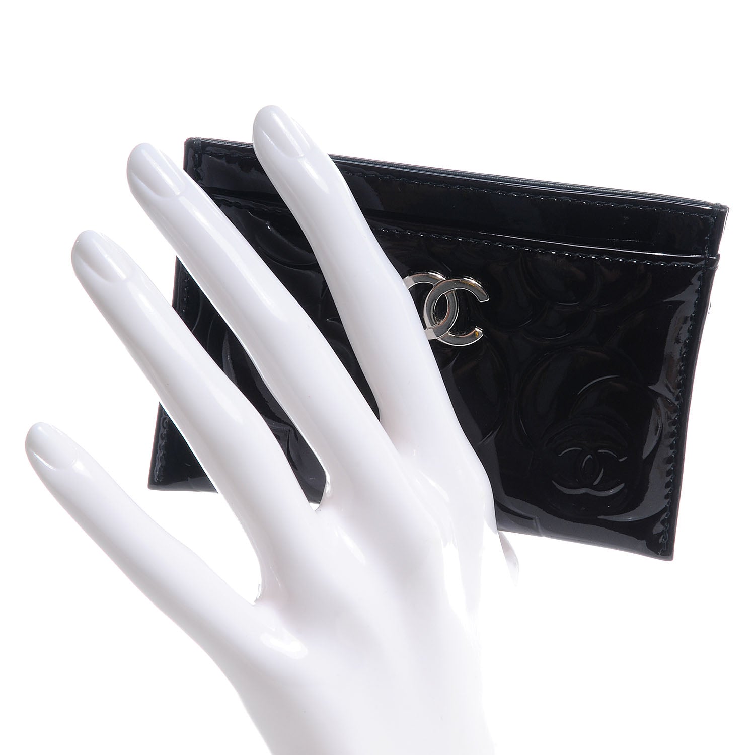 Chanel Patent Camellia Card Holder Black 2 of 8