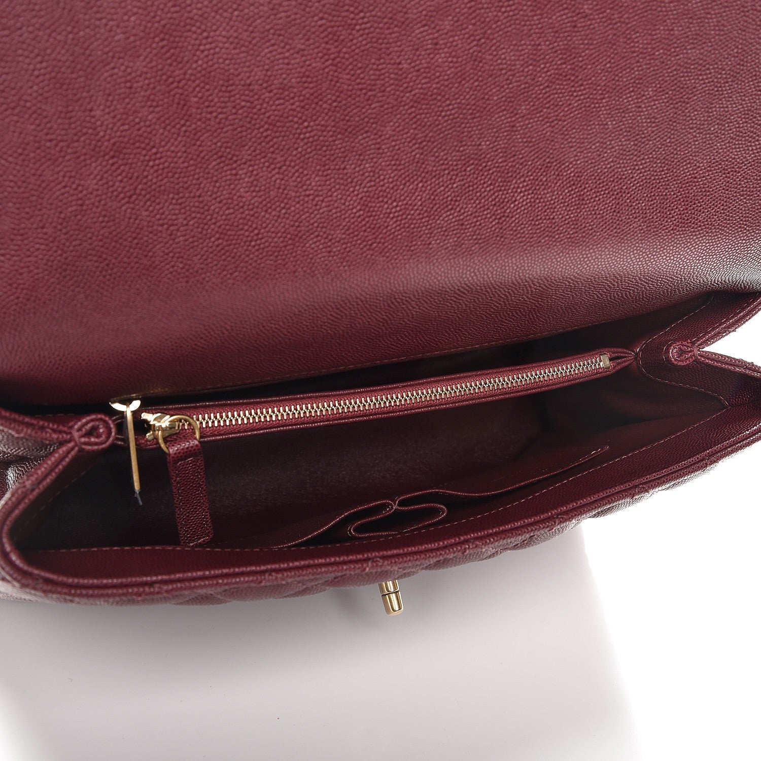 Chanel Caviar Lizard Quilted Medium Coco Handle Flap Burgundy 6 of 9