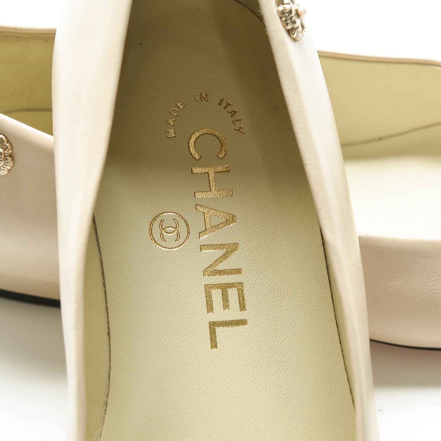 Chanel Lambskin Patent Cap Toe Ballerina Flats 35 Beige Black 8 of 9