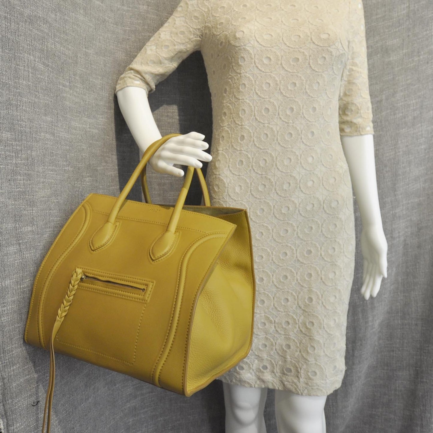 Smooth Calfskin Medium Phantom Luggage Bag Curry