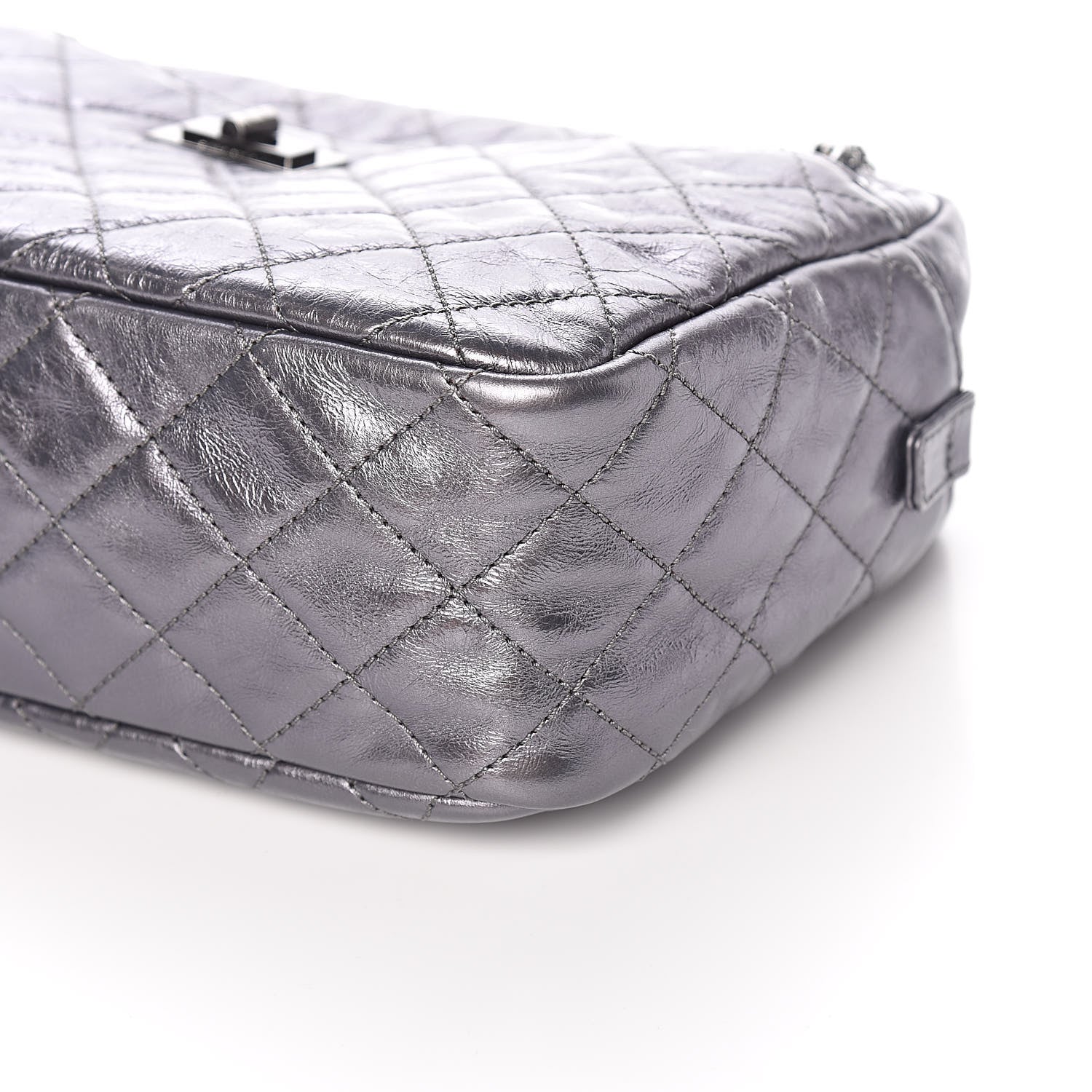 Chanel Metallic Aged Calfskin Quilted Medium Reissue Camera Case Dark Silver 10 of 12