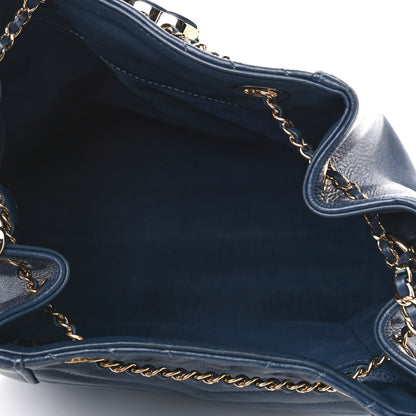 Chanel Calfskin Quilted Daily Chevron Drawstring Bag Blue 4 of 9