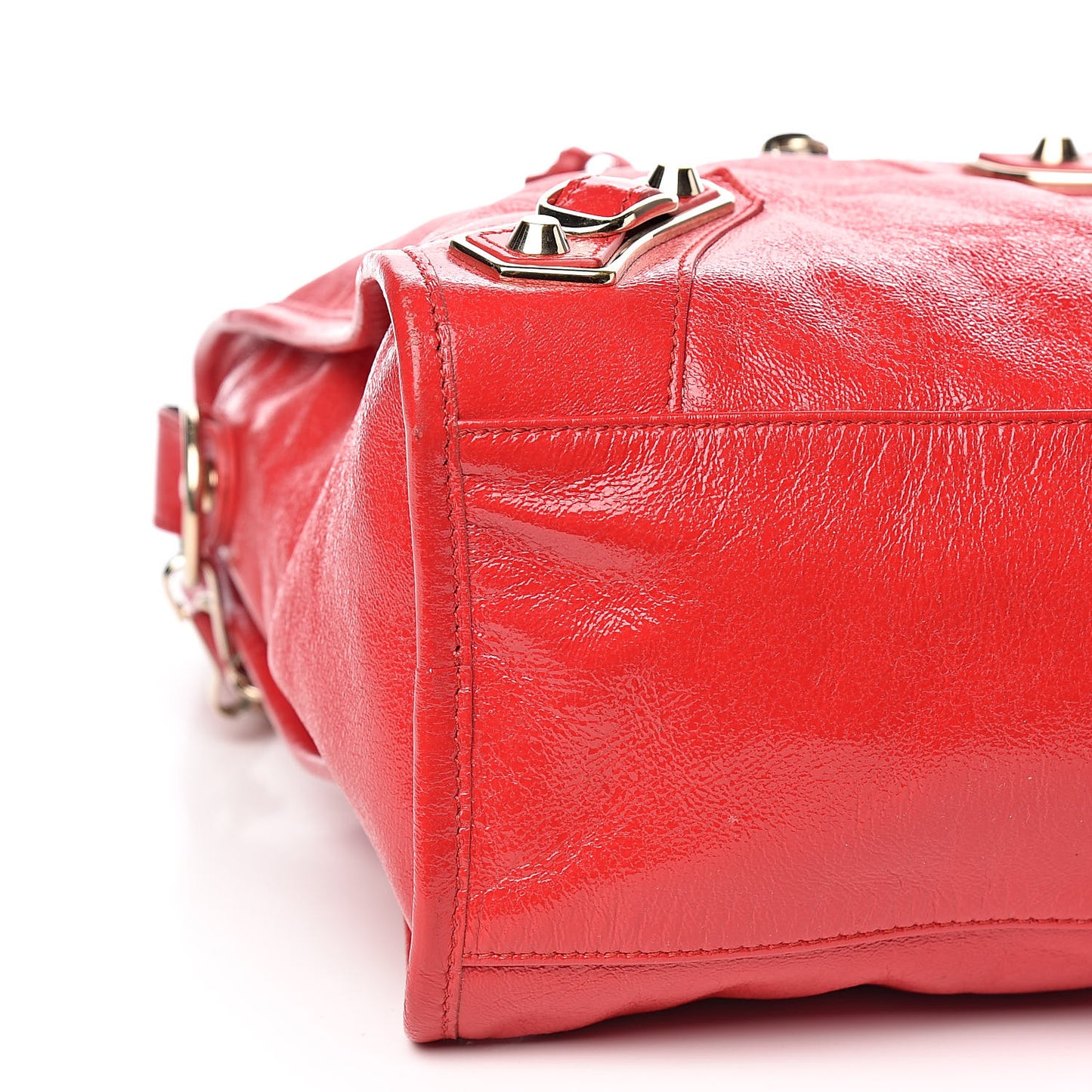 Glossy Nappa Gold Metallic Edge Hardware City Rouge Grenade