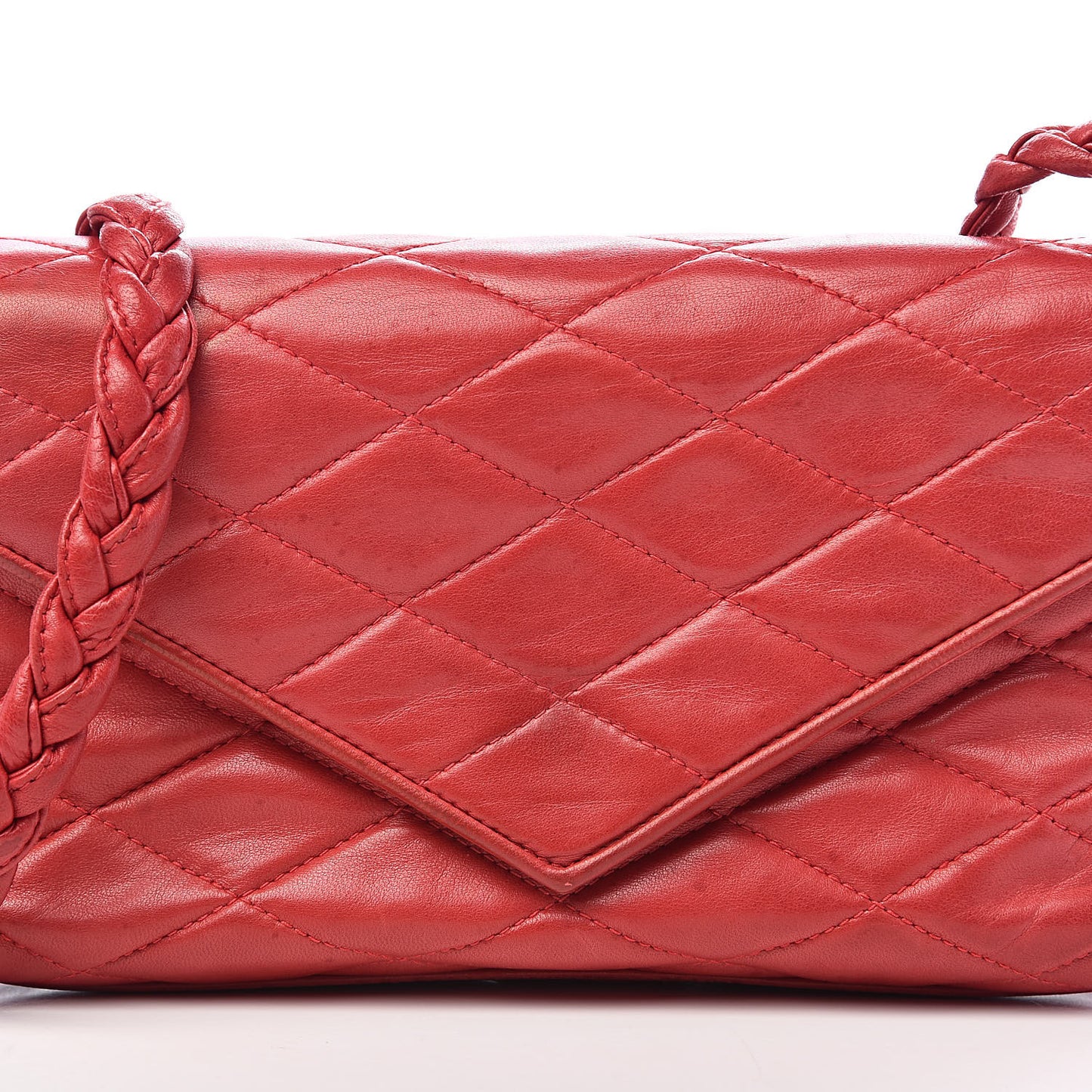 Lambskin Quilted Flap Shoulder Bag Red