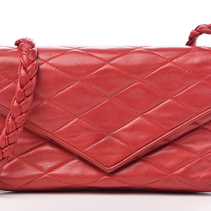 Chanel Lambskin Quilted Flap Shoulder Bag Red 14 of 14