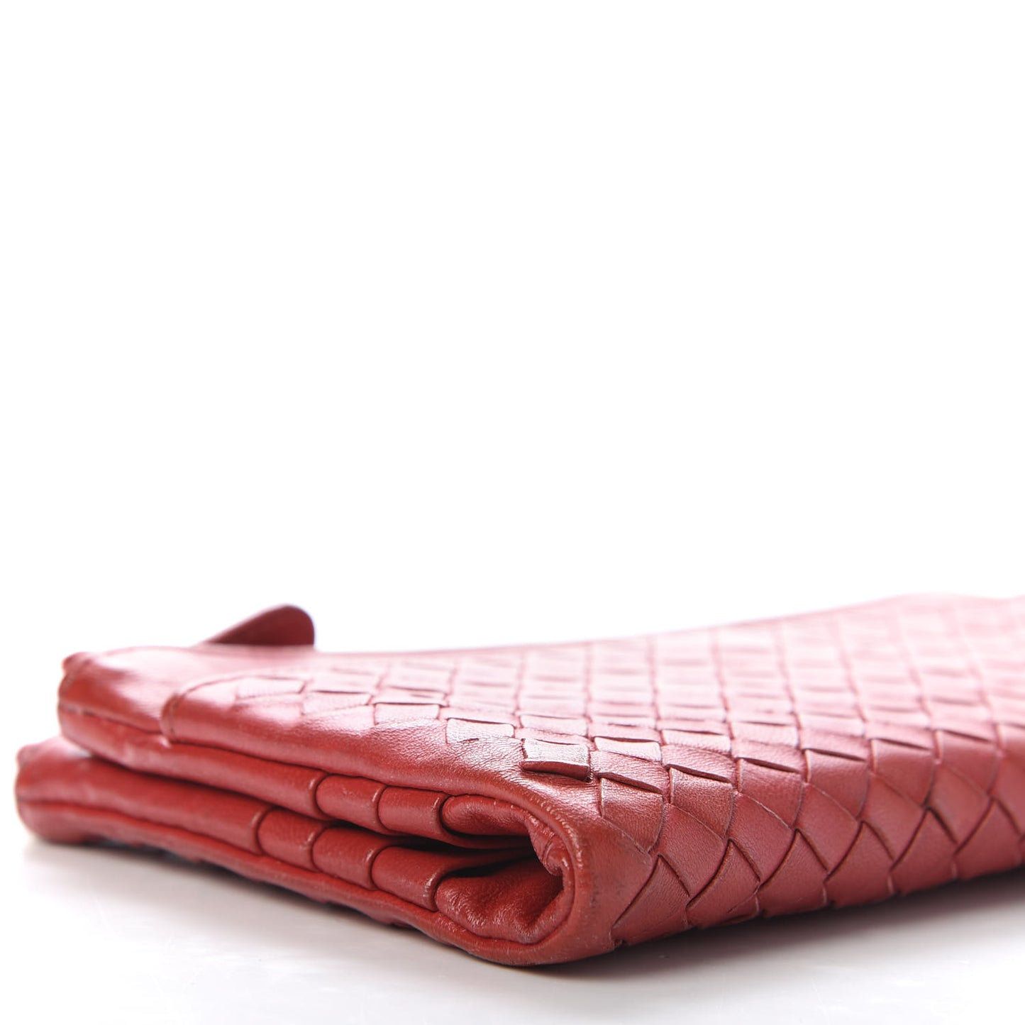 Nappa Intrecciato Double Zip Clutch Wallet Red