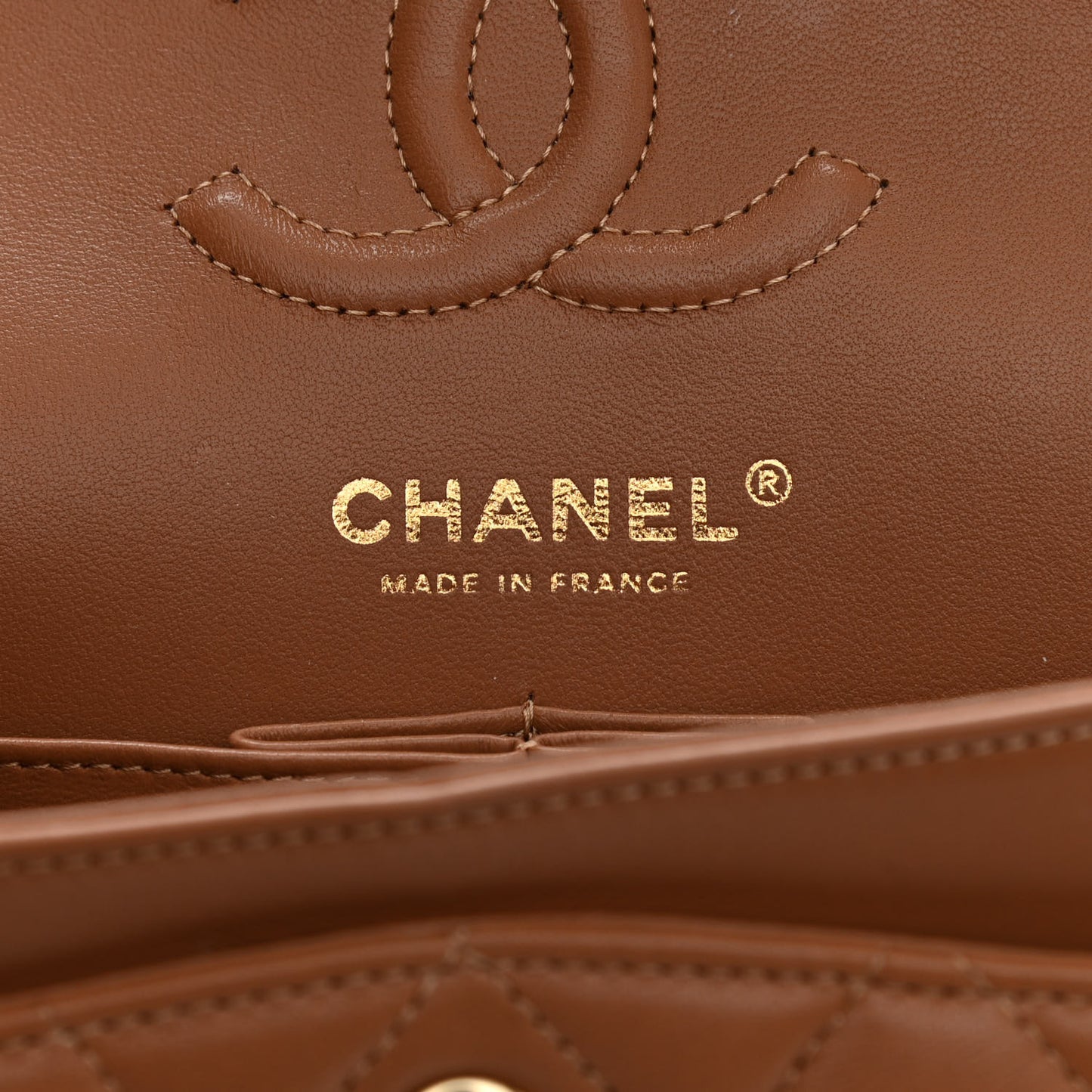 Lambskin Quilted Small Double Flap Brown