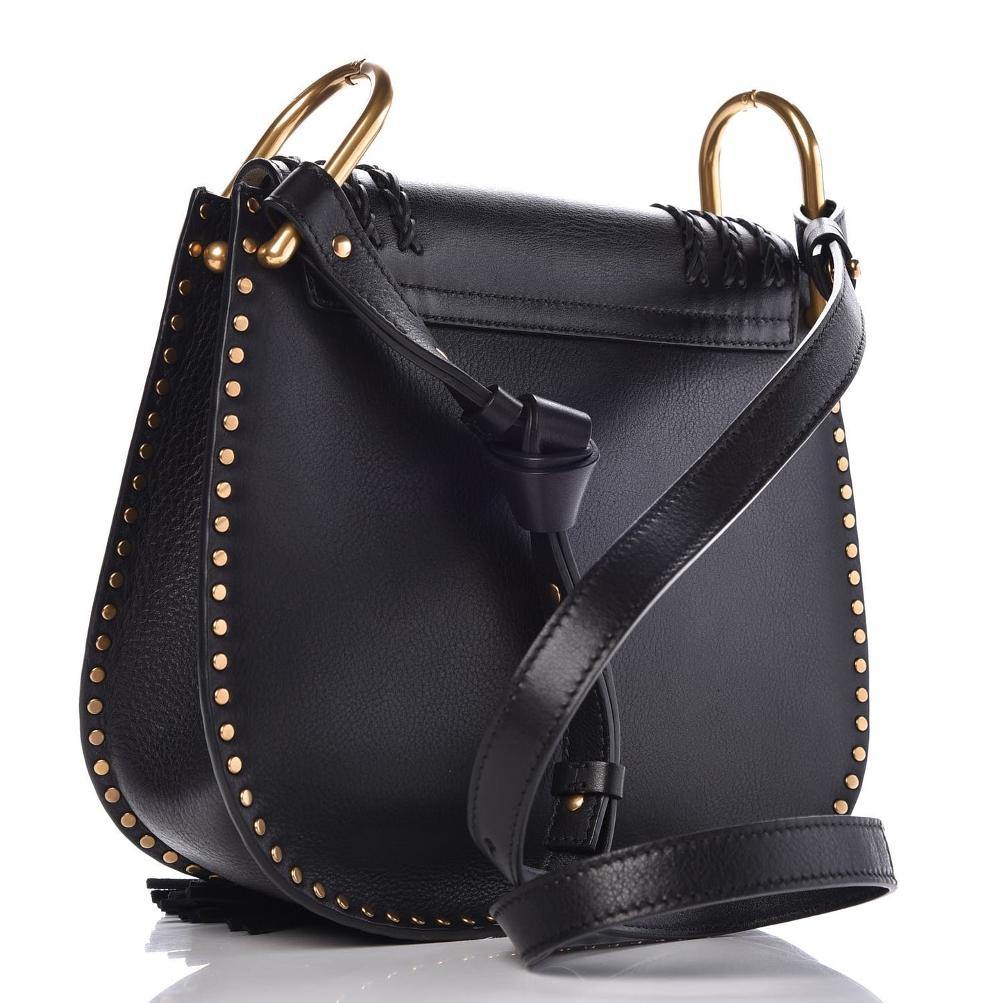 Calfskin Braided Medium Hudson Shoulder Bag Black