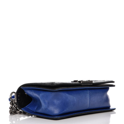 Chanel Lambskin Quilted Medium Boy Flap Black Blue 4 of 12