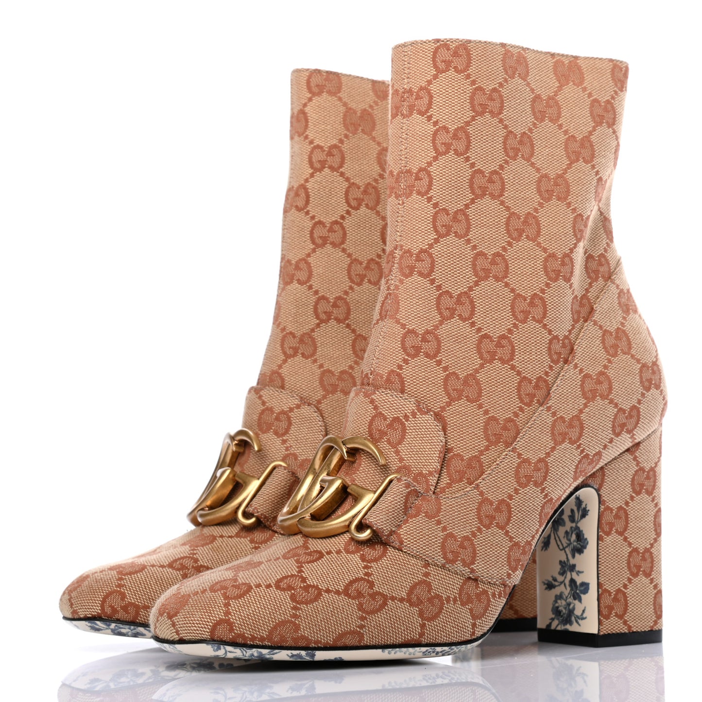 Monogram Malaga Kid GG Victoire 95mm Ankle Boots 37 Beige Ruggine Rust