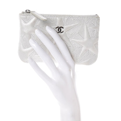 Chanel Metallic Lambskin Star Embossed Coin Purse Case Light Silver 2 of 13
