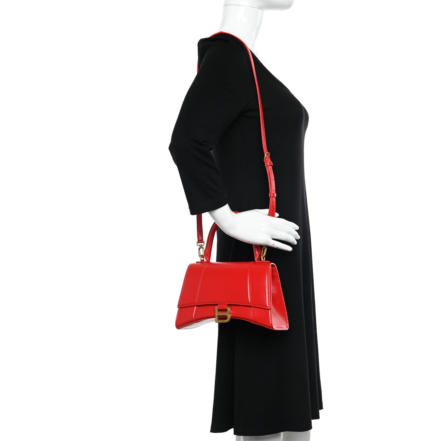 Balenciaga Shiny Box Calfskin Small Hourglass Top Handle Bag Bright Red 2 of 9