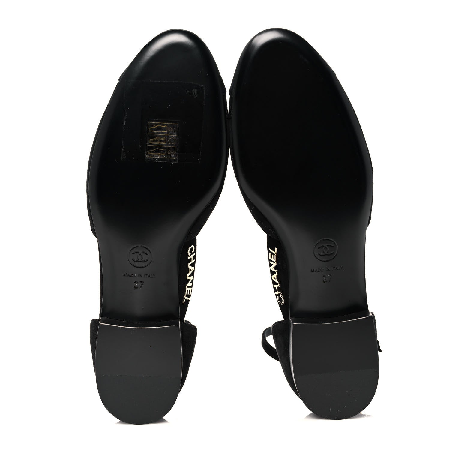 Chanel Suede Grosgrain CC Cap Toe Ankle Flat 37 Black 5 of 8