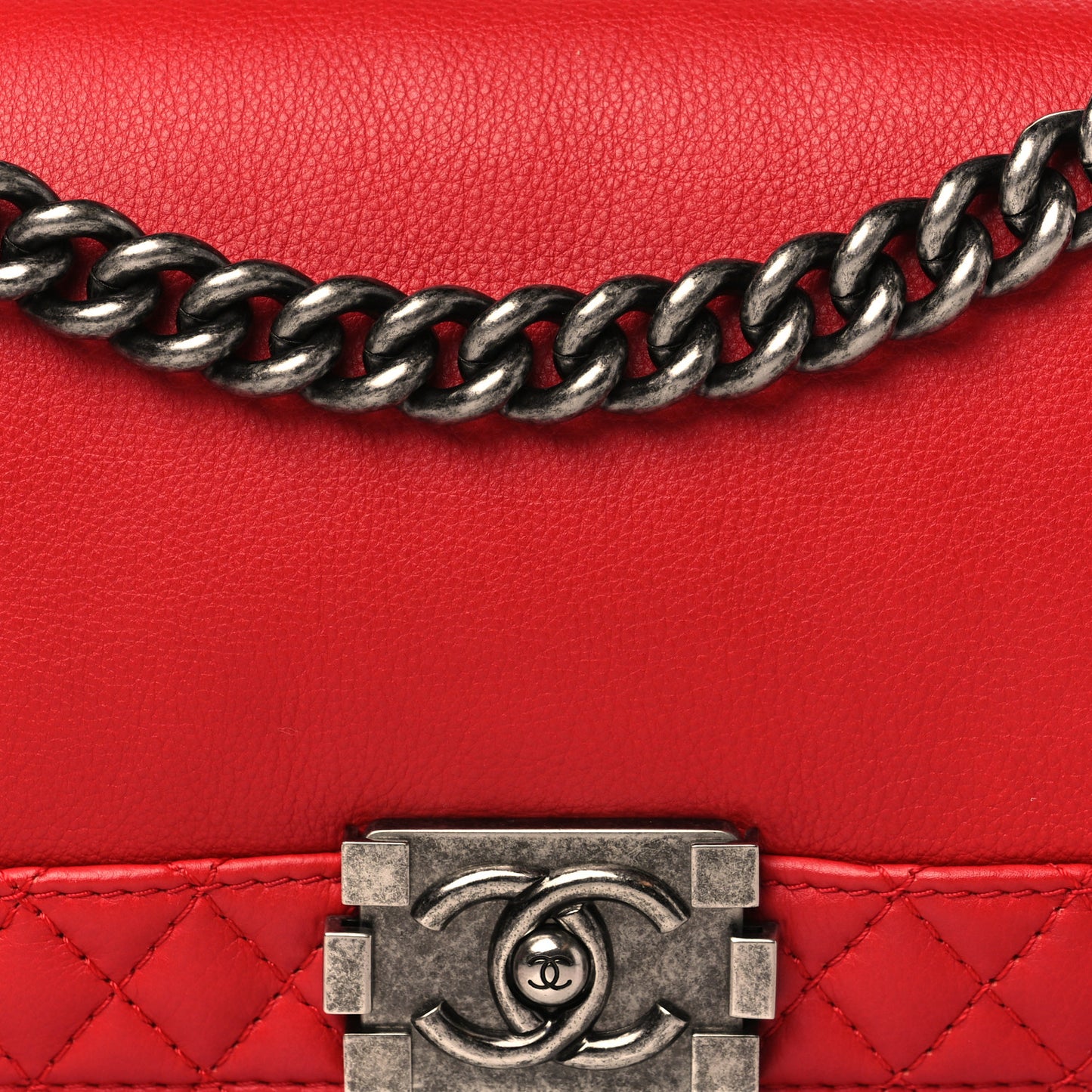 Calfskin Medium Boy Reverso Flap Red