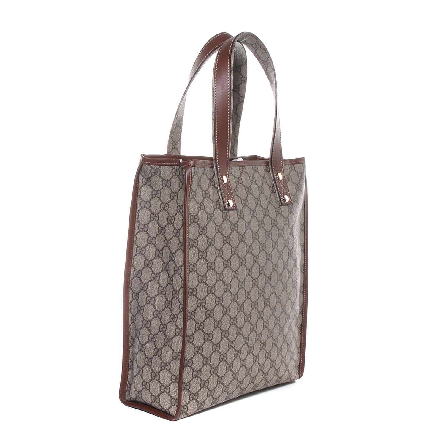 GG Plus Monogram Small Signature Web Loop Vertical Tote Light Brown