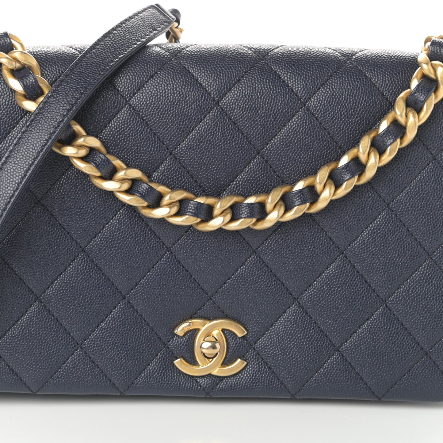Caviar Quilted Medium Fashion Therapy Flap Navy Blue