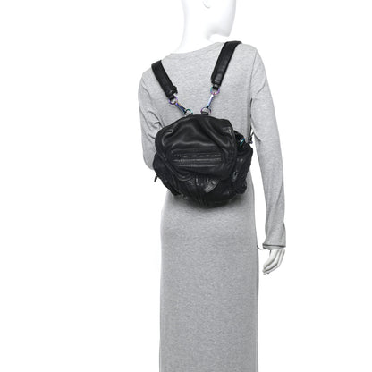 Alexander Wang Lambskin Marti Backpack Bag Washed Black Iridescent Hardware 2 of 13