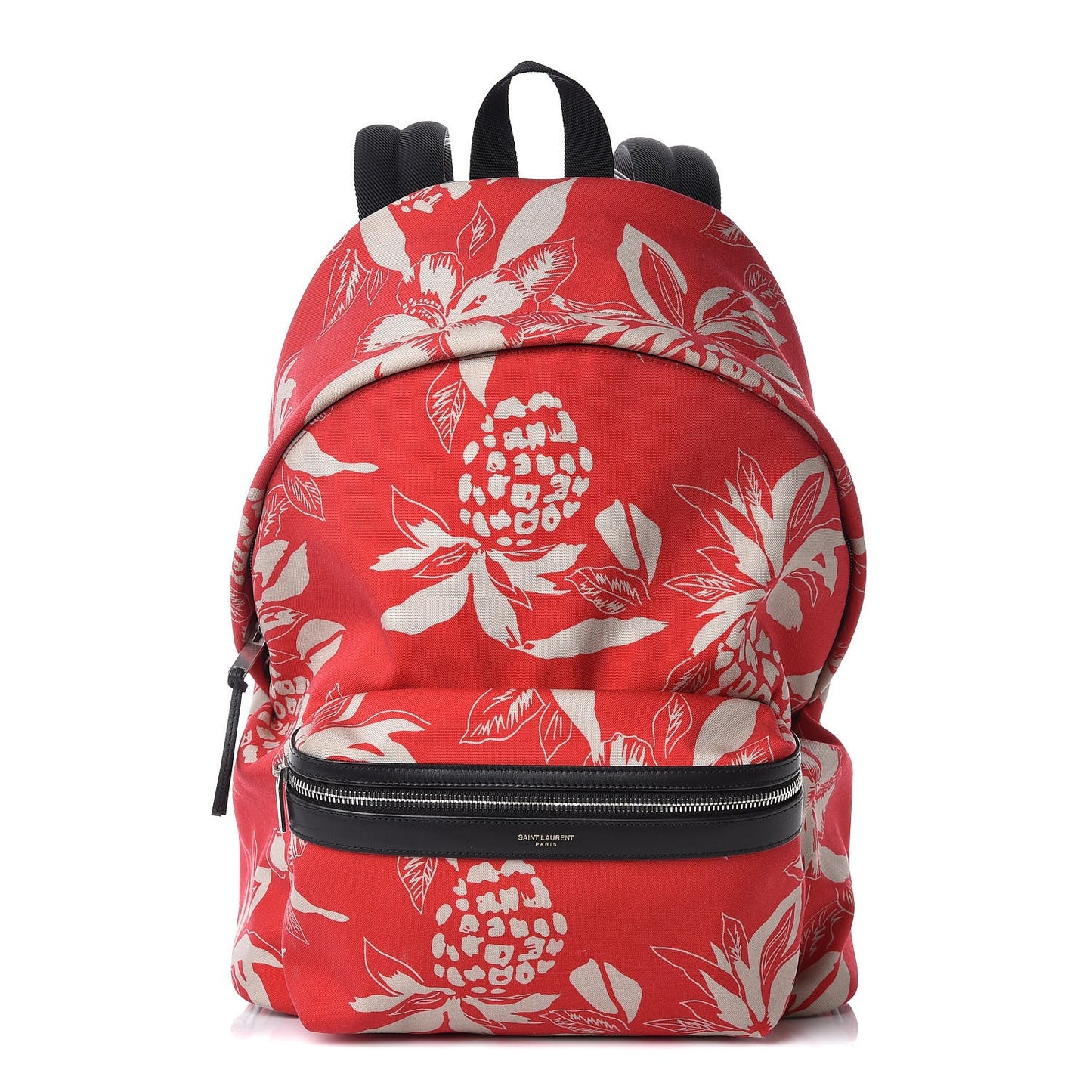 Canvas Hawaiian Hibiscus Print City Backpack Red Ivory