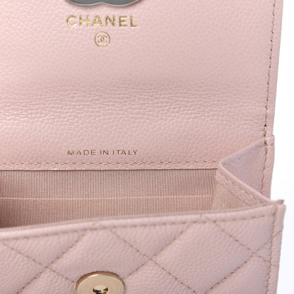 Chanel Caviar Quilted Card Holder On Chain Light Pink 7 of 10