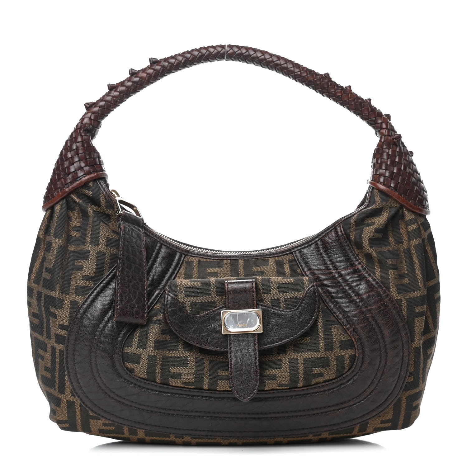 Fendi Zucca Nappa Nuvolata Vitello Tortuga Medium Spy Hobo Tobacco Moro 1 of 12