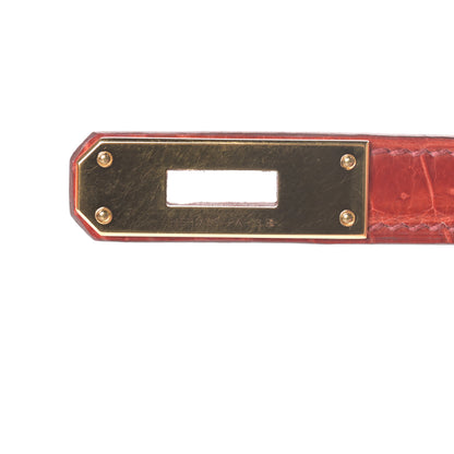 Hermes Shiny Porosus Crocodile Kelly Cut Pochette Sanguine 25 of 30
