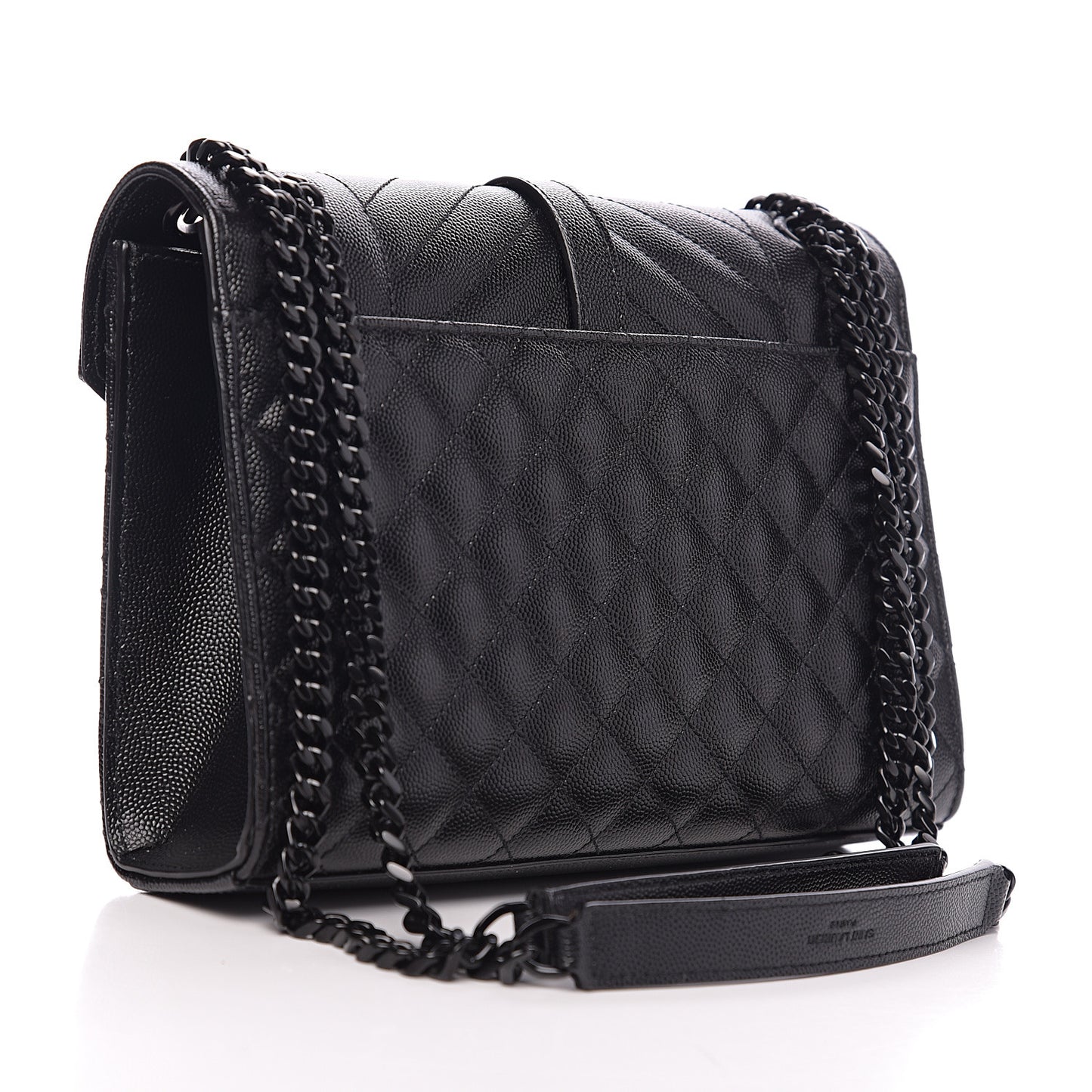 Grain De Poudre Textured Mixed Matelasse Triquilt Medium Monogram Satchel Black