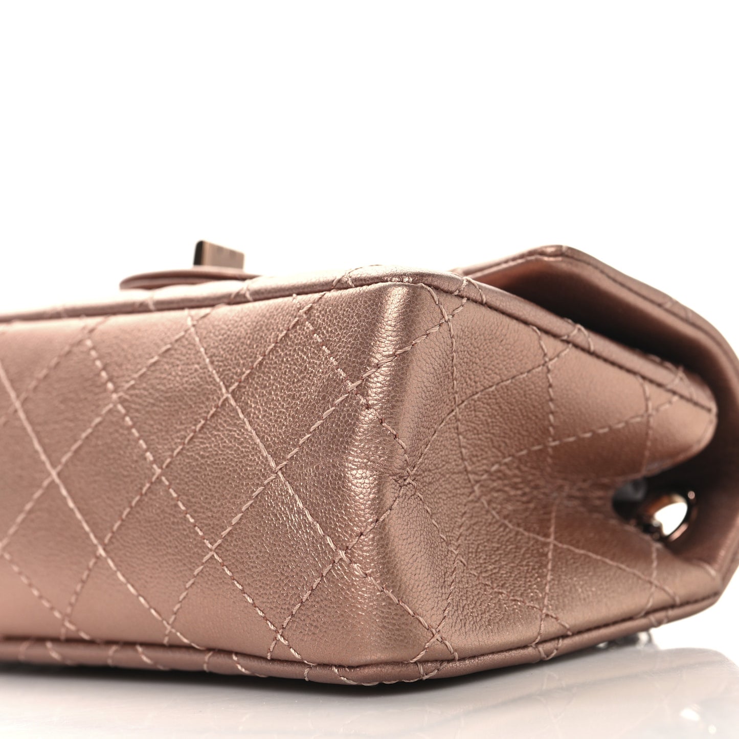 Metallic Grained Calfskin Quilted 2.55 Reissue Mini Flap Copper Pink