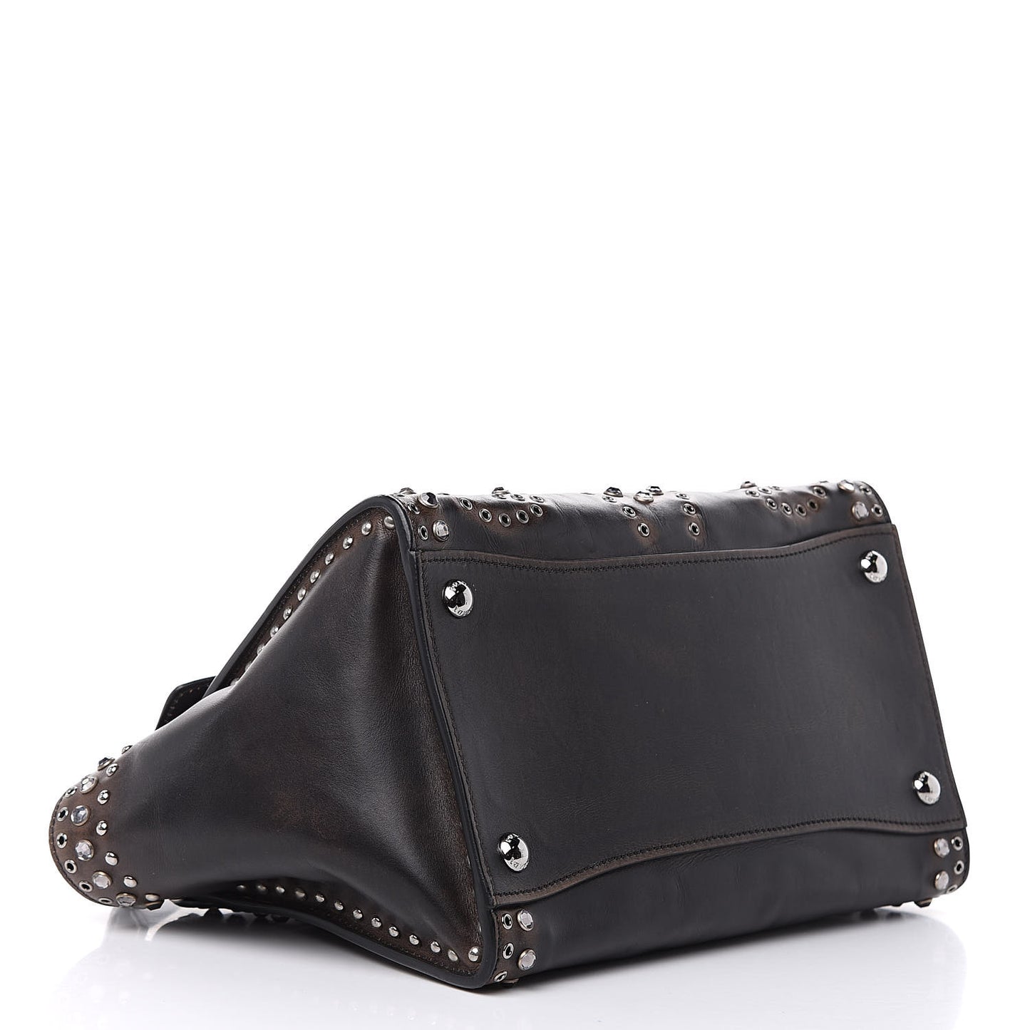Vitello Vintage Studded Sound Twin Pocket Satchel Ebano