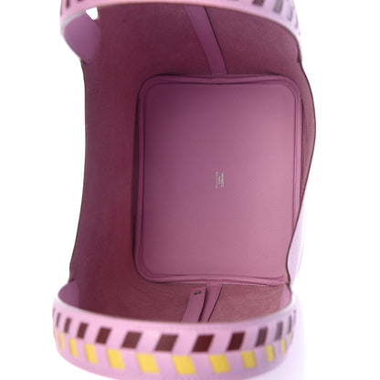 Hermes Epsom Tressage De Cuir Picotin Lock 22 MM Mauve Sylvestre Rouge H Jaune De Naples 5 of 10