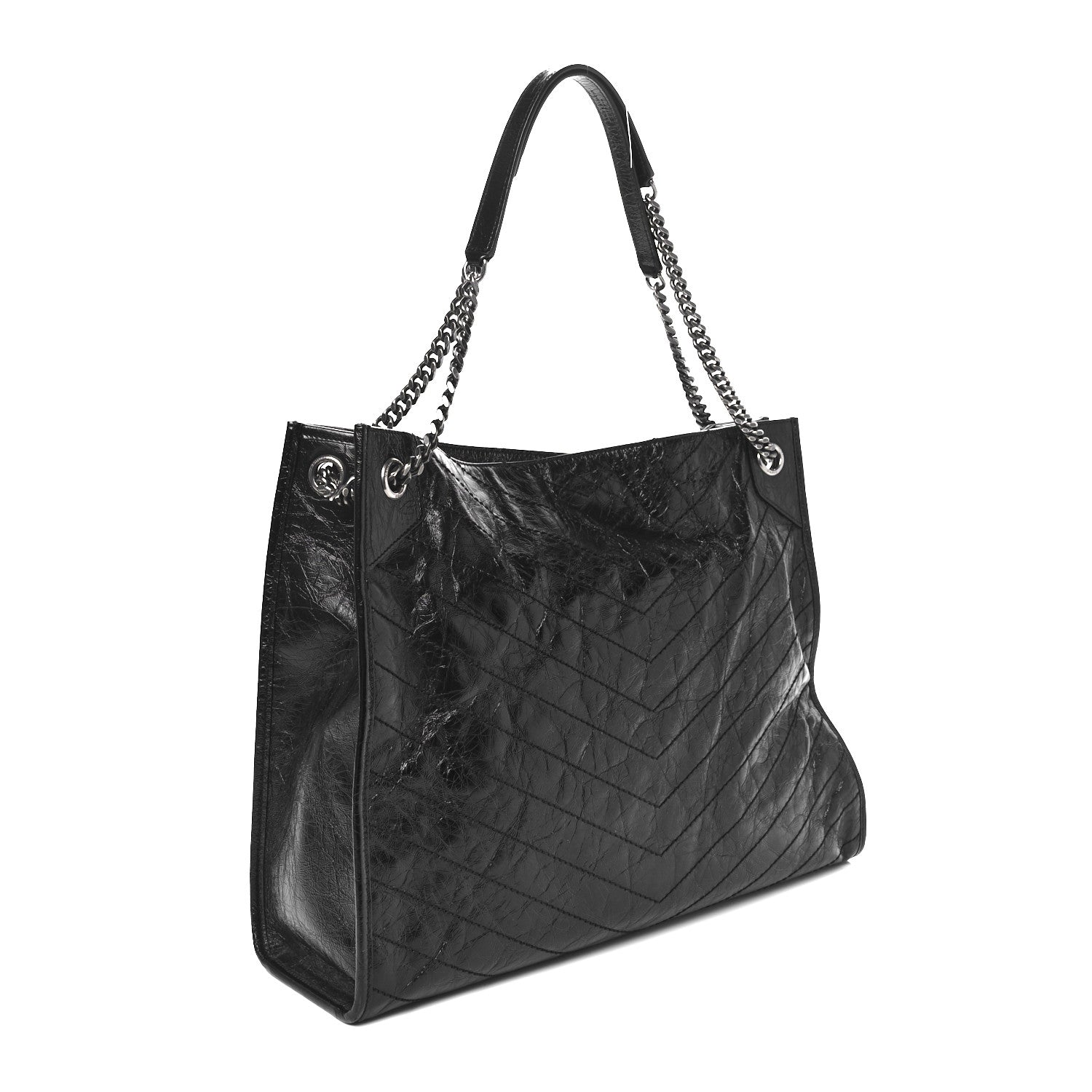 Saint Laurent Crinkled Calfskin Matelasse Monogram Large Niki Shopper Tote Black 3 of 10