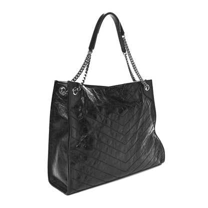 Saint Laurent Crinkled Calfskin Matelasse Monogram Large Niki Shopper Tote Black 3 of 10