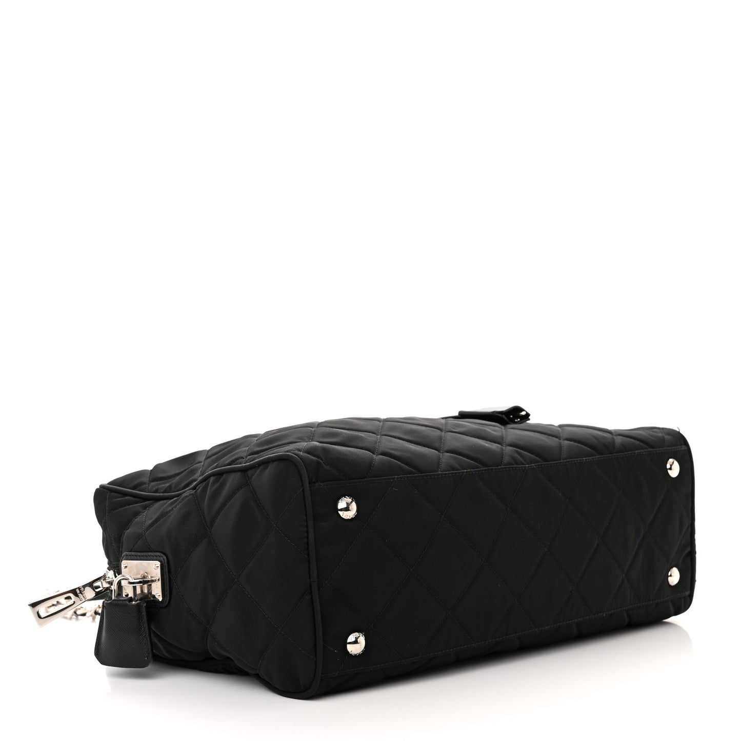 Nylon Tessuto Impuntu Quilted Shoulder Bag Black