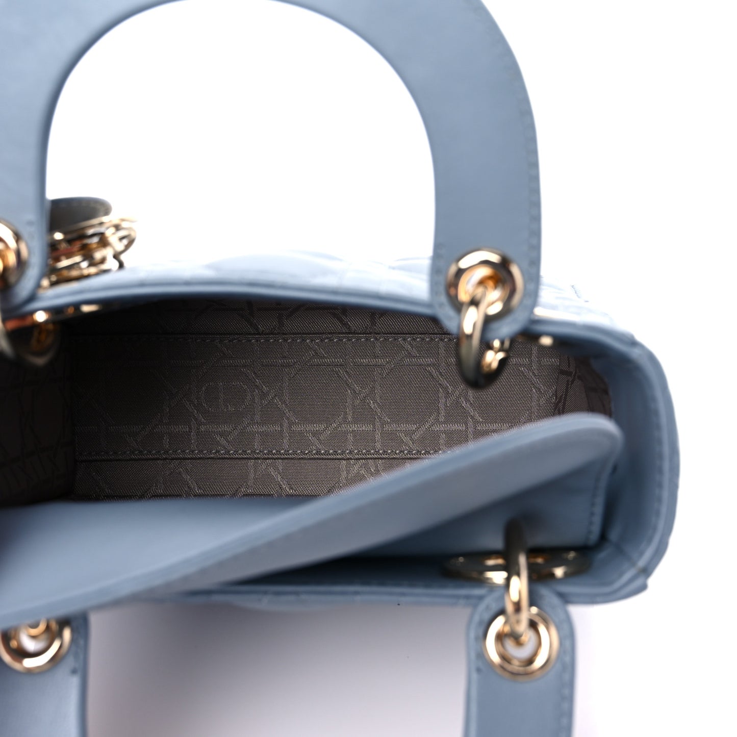 Lambskin Cannage Mini Lady Dior Cloud Blue