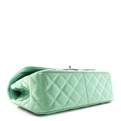 Chanel Patent Calfskin Quilted Jumbo Double Flap Green 4 of 11