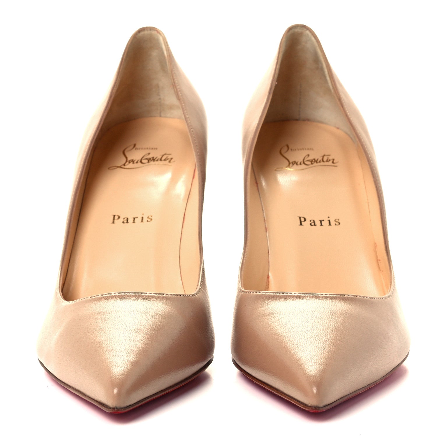 Christian Louboutin Shiny Nappa Apostrophy 85 Pumps 38.5 Nude 3 of 10