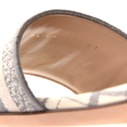 Christian Dior Canvas Check'N'Dior Pop Embroidered Dway Flat Slide Sandals 41 Grey Stone 5 of 11