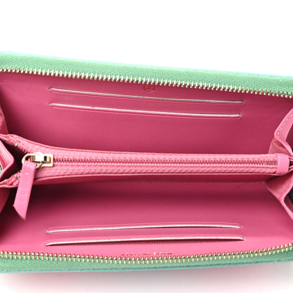 Chanel Caviar Quilted Medium Filigree Zip Around Wallet Pink Blue Green 3 of 3