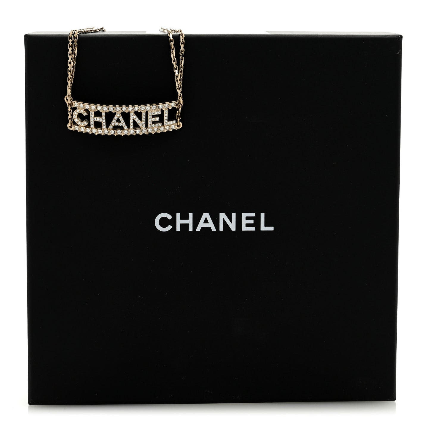 Metal Crystal Logo Choker Necklace Gold