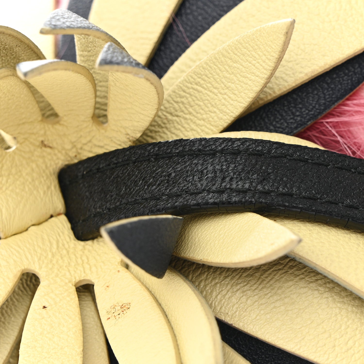 Fendi Fox Rabbit Fur Nappa Pineapple Bag Charm Rosa Scuro Banana Multicolor 4 of 4