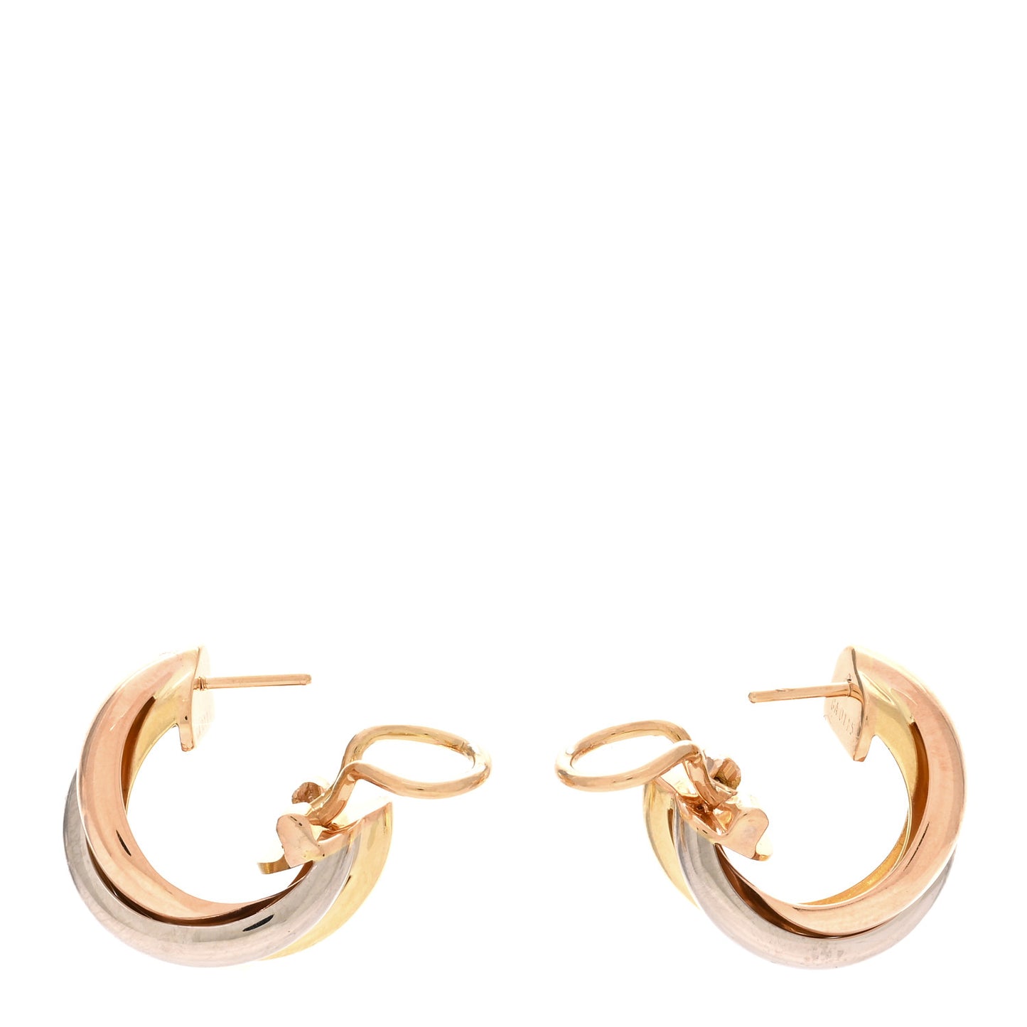 18K Pink Yellow White Gold Small Trinity Earrings