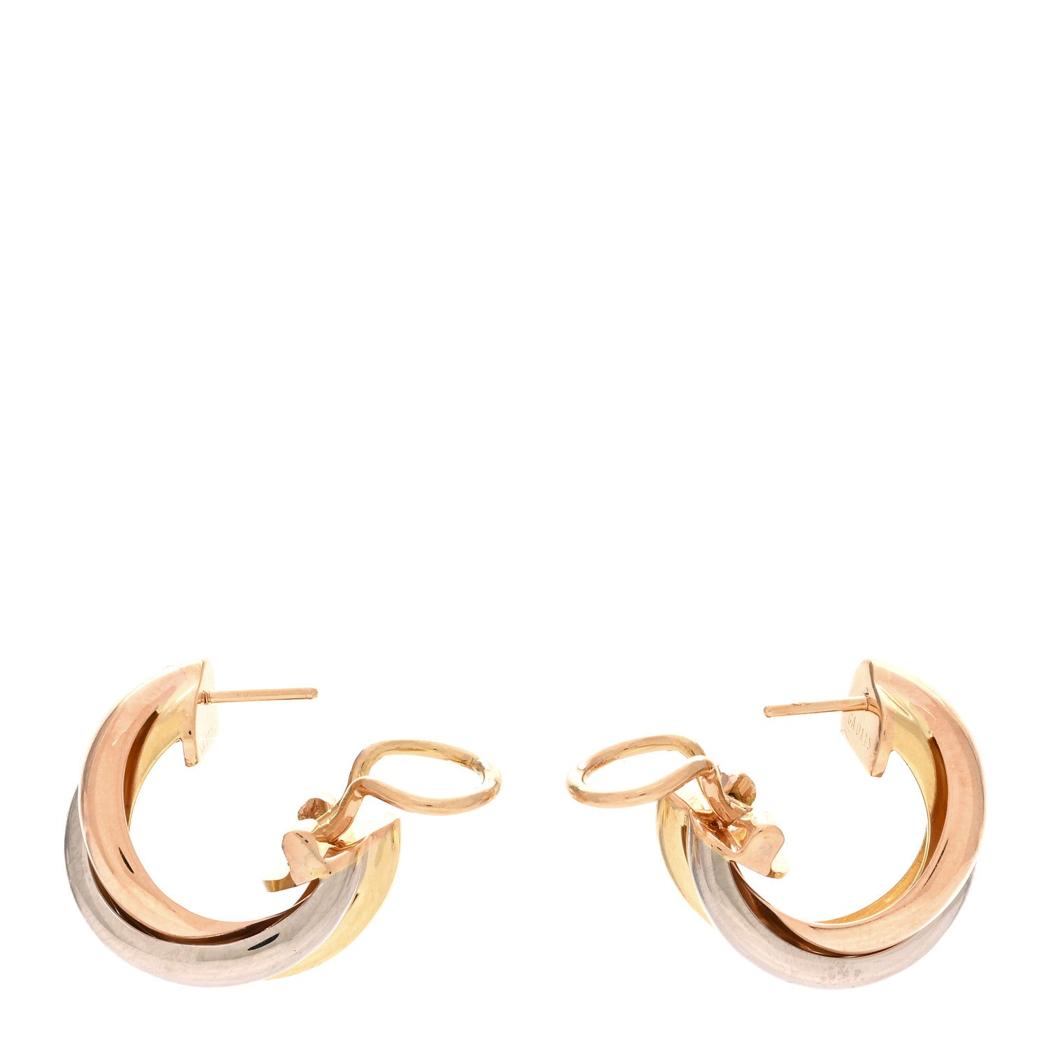 Cartier 18K Pink Yellow White Gold Small Trinity Earrings 3 of 4