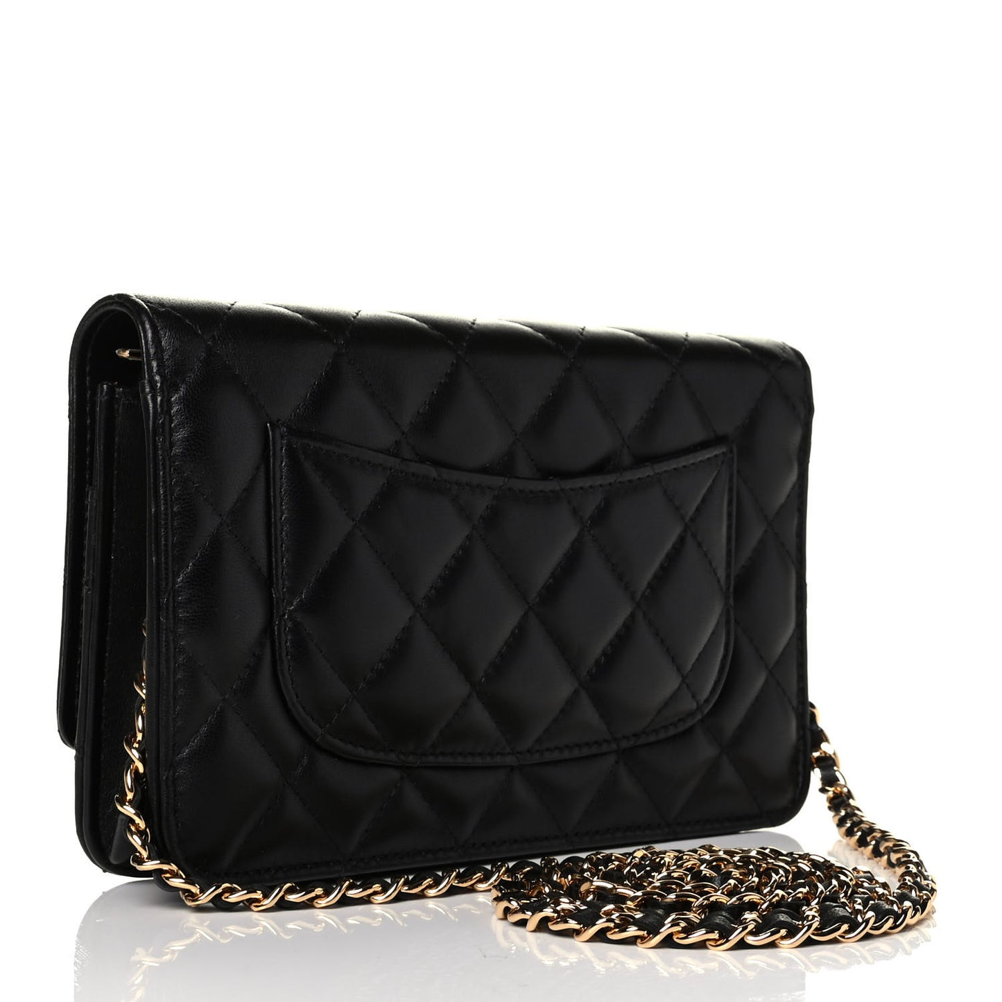 Lambskin Quilted Wallet On Chain WOC Black