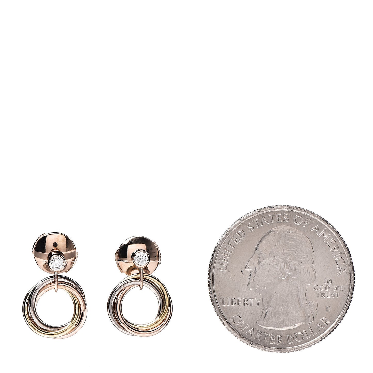 18K Pink Yellow White Gold Diamond Trinity Drop Earrings