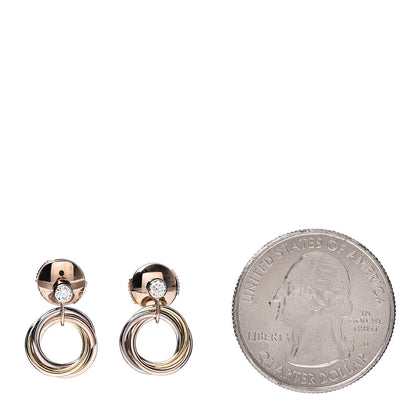 Cartier 18K Pink Yellow White Gold Diamond Trinity Drop Earrings 2 of 5
