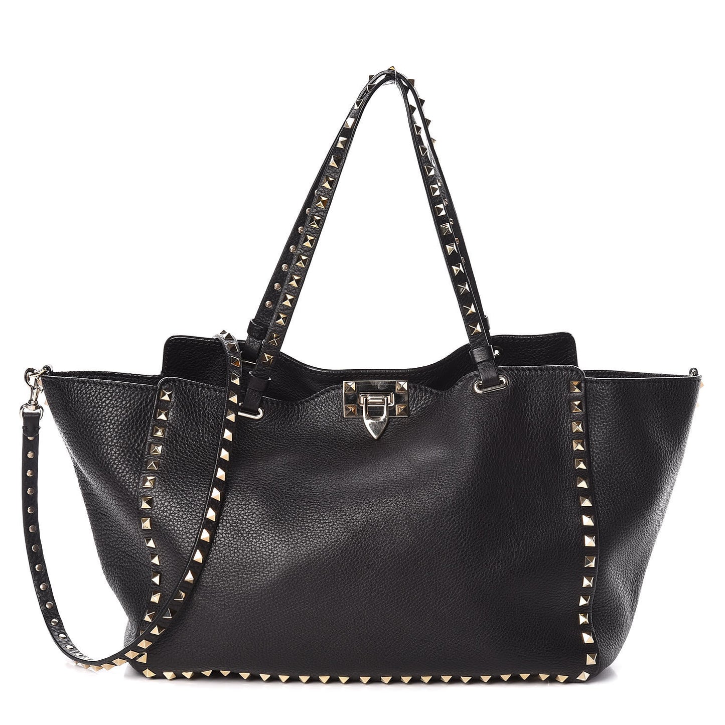 Alce Printed Calfskin Medium Rockstud Tote Black
