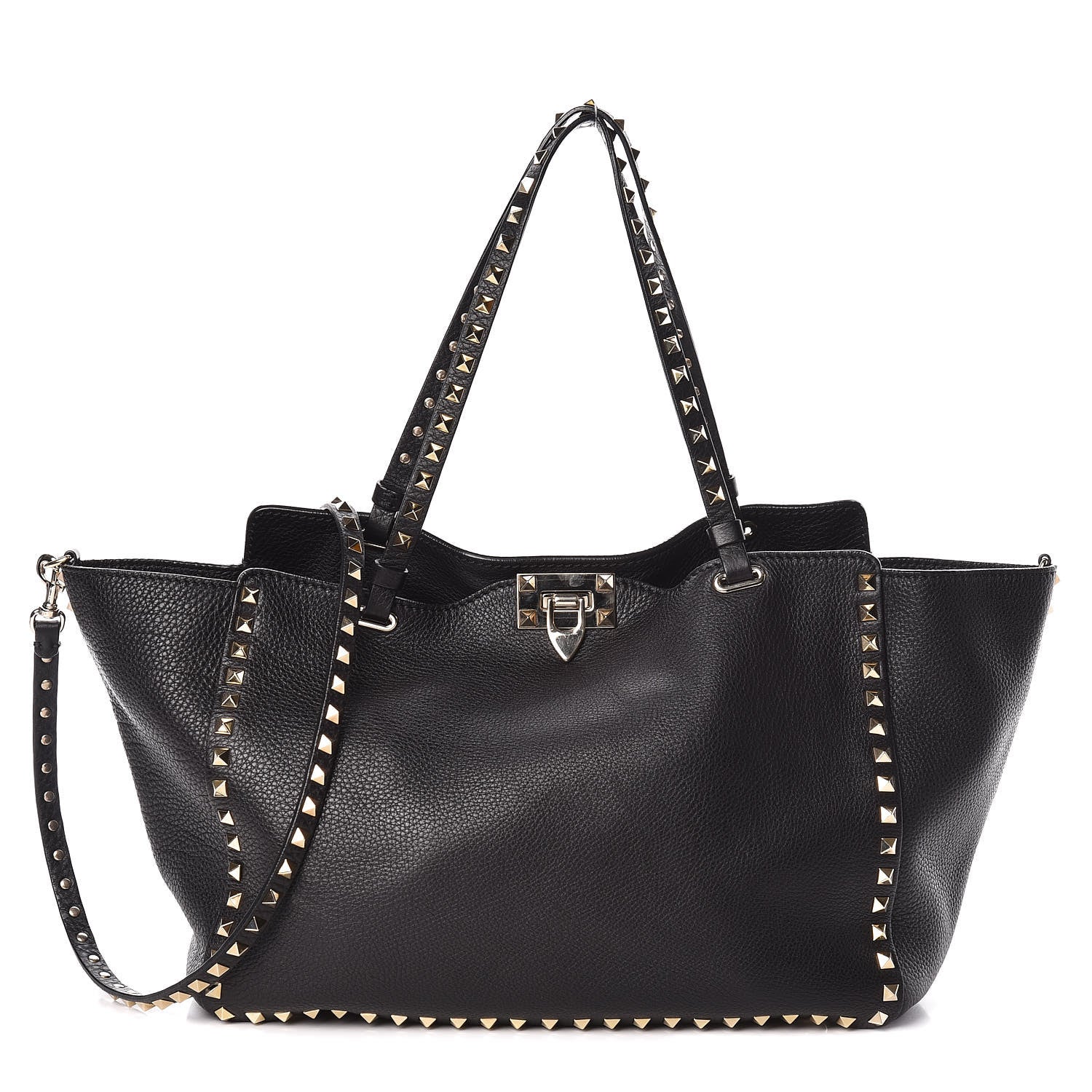 Valentino Garavani Alce Printed Calfskin Medium Rockstud Tote Black 1 of 10