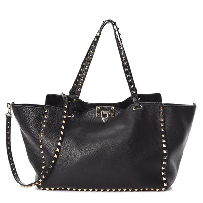 Valentino Garavani Alce Printed Calfskin Medium Rockstud Tote Black 1 of 10