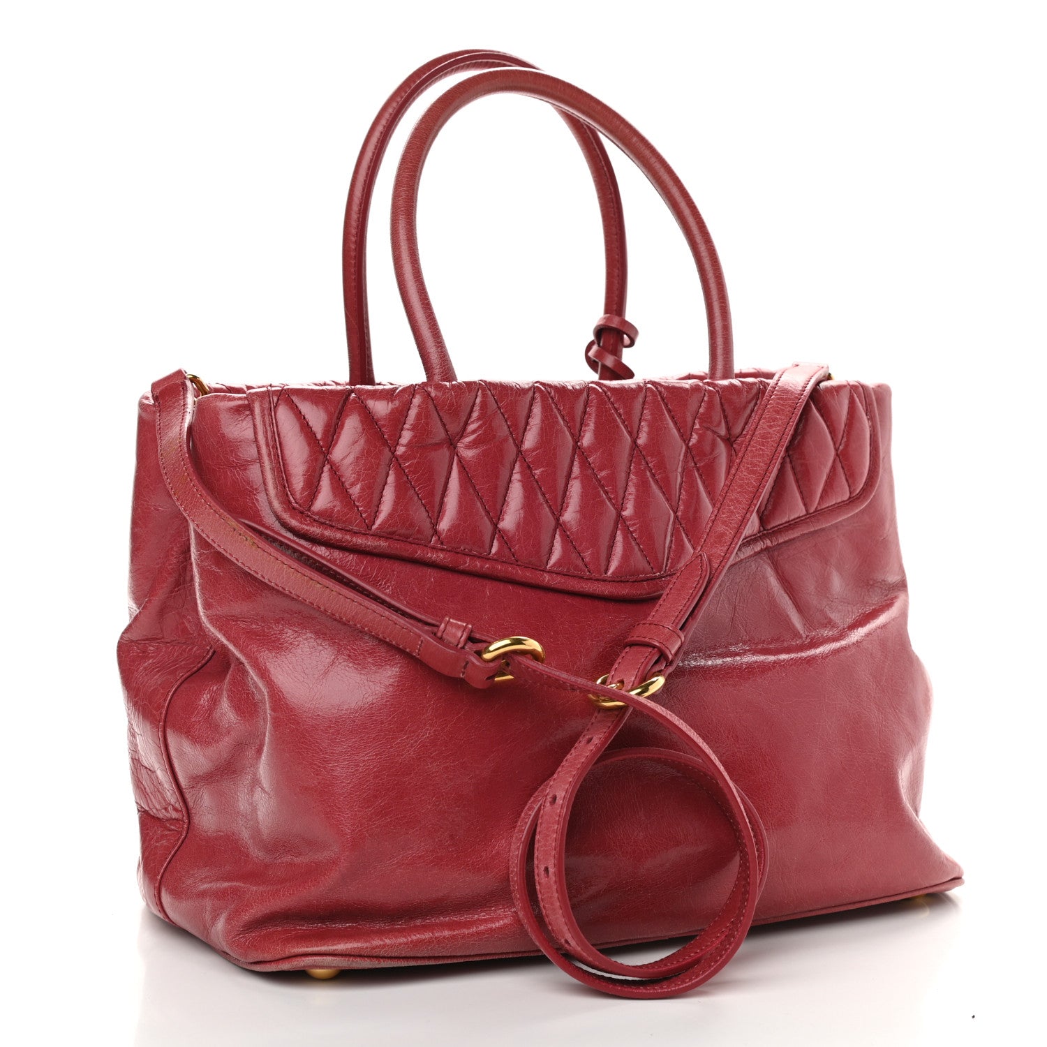 Miu Miu Nappa Matelasse Tote Red 2 of 8