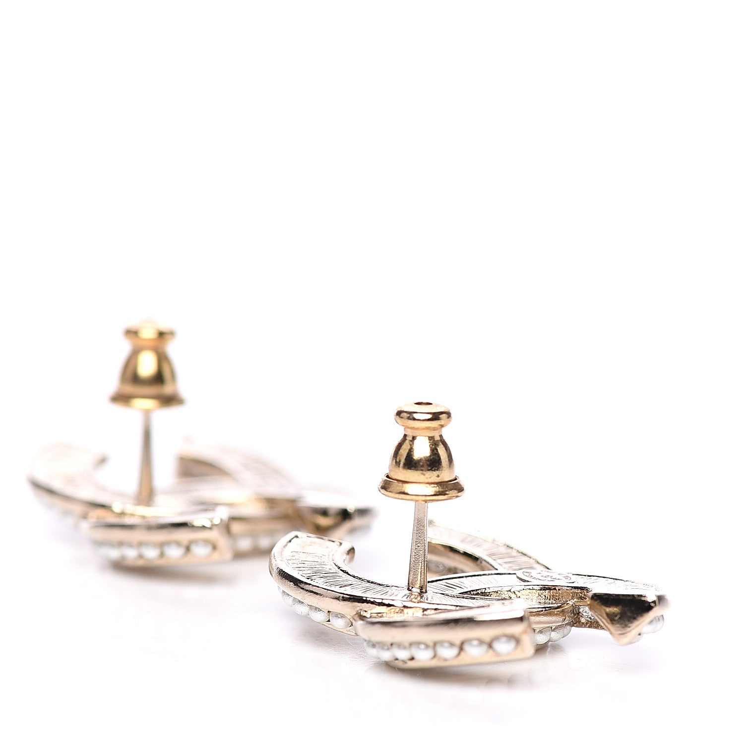 Chanel Pearl Crystal CC Earrings Gold 3 of 5
