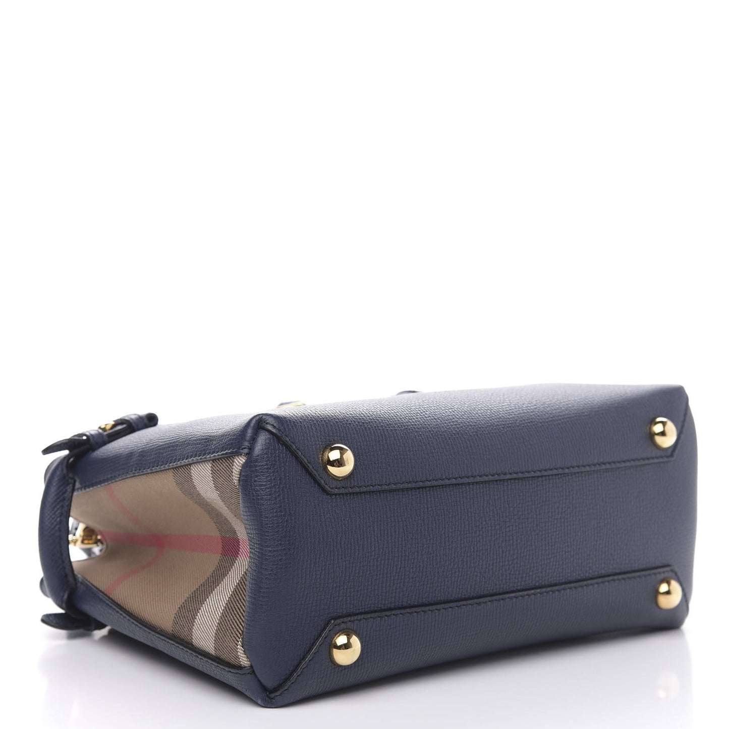 Grainy Calfskin House Check Small Banner Tote Midnight Blue